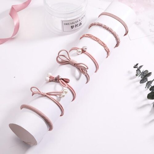 Pjnewesting Women's Fashion 8/12/15pcs Elegant Elastic Ponytail Hair Bands Holder