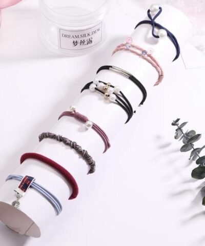 Pjnewesting Women's Fashion 8/12/15pcs Elegant Elastic Ponytail Hair Bands Holder