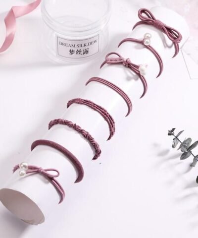 Pjnewesting Women's Fashion 8/12/15pcs Elegant Elastic Ponytail Hair Bands Holder