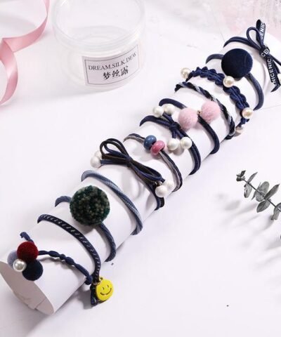 Pjnewesting Women's Fashion 8/12/15pcs Elegant Elastic Ponytail Hair Bands Holder