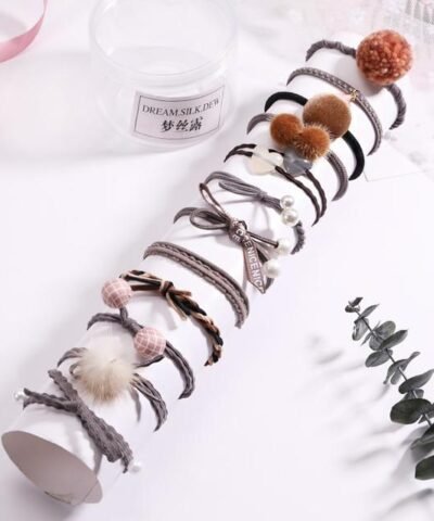 Pjnewesting Women's Fashion 8/12/15pcs Elegant Elastic Ponytail Hair Bands Holder