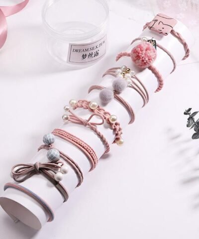 Pjnewesting Women's Fashion 8/12/15pcs Elegant Elastic Ponytail Hair Bands Holder