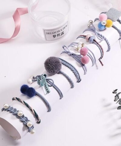 Pjnewesting Women's Fashion 8/12/15pcs Elegant Elastic Ponytail Hair Bands Holder