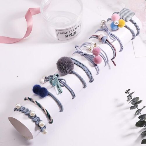 Pjnewesting Women's Fashion 8/12/15pcs Elegant Elastic Ponytail Hair Bands Holder