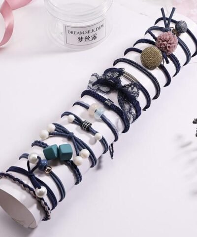 Pjnewesting Women's Fashion 8/12/15pcs Elegant Elastic Ponytail Hair Bands Holder