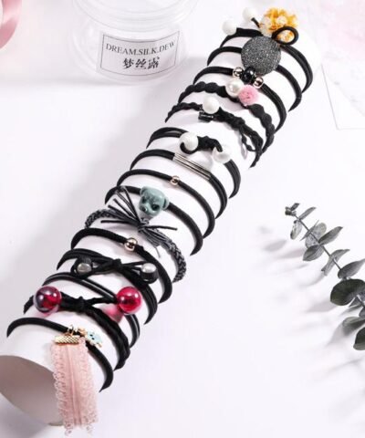 Pjnewesting Women's Fashion 8/12/15pcs Elegant Elastic Ponytail Hair Bands Holder