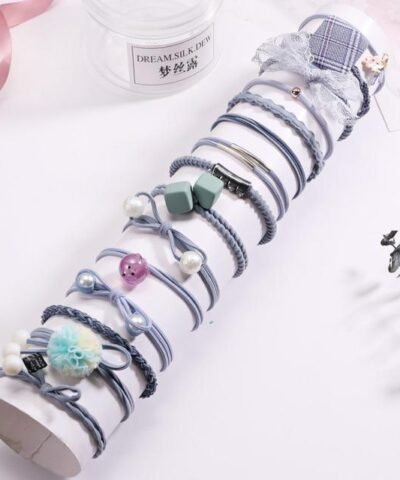 Pjnewesting Women's Fashion 8/12/15pcs Elegant Elastic Ponytail Hair Bands Holder