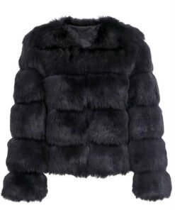 Women's Chevron Faux Fur Jacket