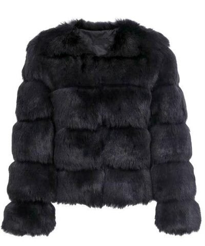 Women's Chevron Faux Fur Jacket