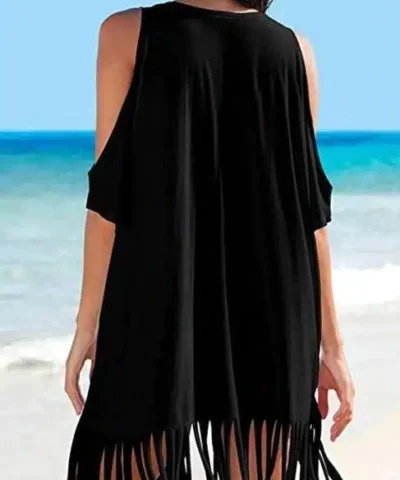 Women's Summer Tassel Logo Print Baggy Beach Dress