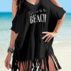 Women's Summer Tassel Logo Print Baggy Beach Dress