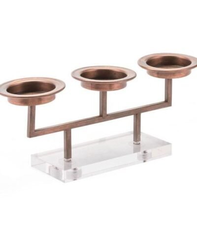 Zuo Lucite 3 Candle Holder Gold