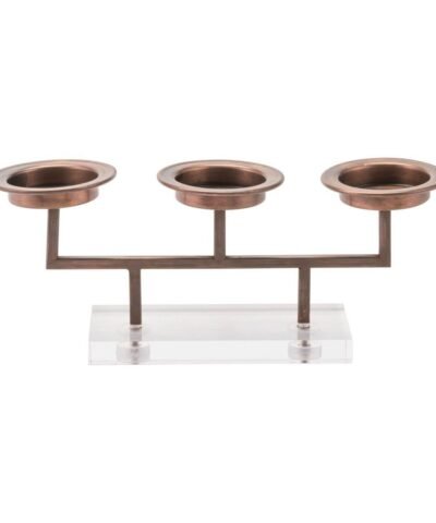 Zuo Lucite 3 Candle Holder Gold