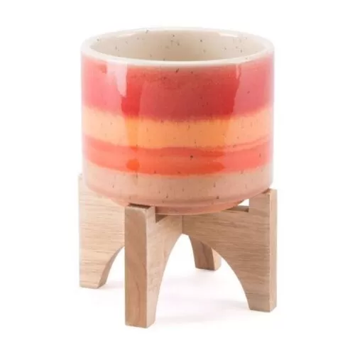 Zuo Orange Stripes Planter Small Orange