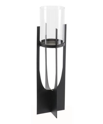 Zuo Equis Black Candle Holder Lg Black