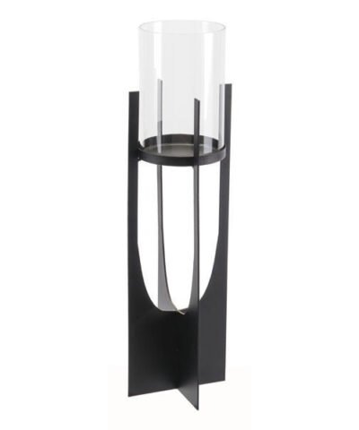 Zuo Equis Black Candle Holder Lg Black