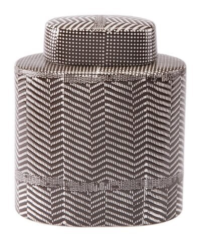 Tribu Small Covered Jar Brown & White