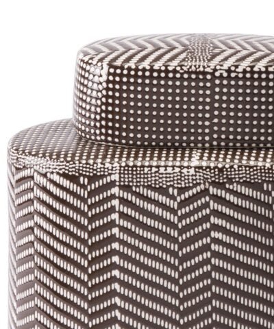 Tribu Small Covered Jar Brown & White