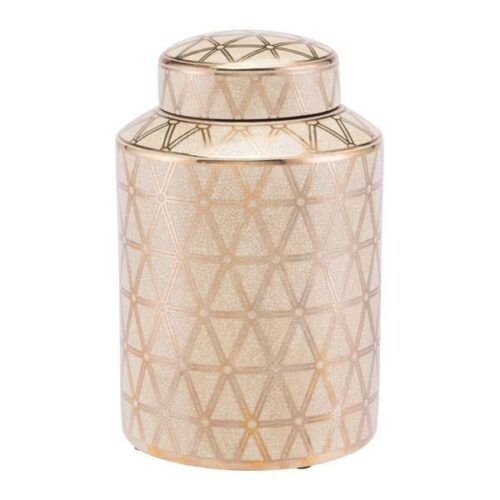 Link Covered Jar Small Gold And Yellow