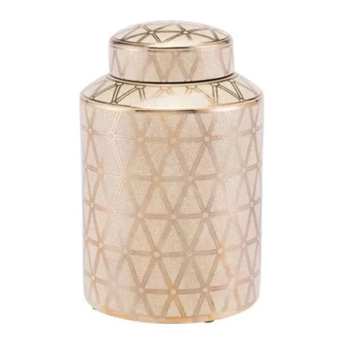 Link Covered Jar Small Gold And Yellow