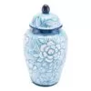 Flower Temple Jar Large Blue And White