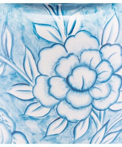 Flower Temple Jar Large Blue And White