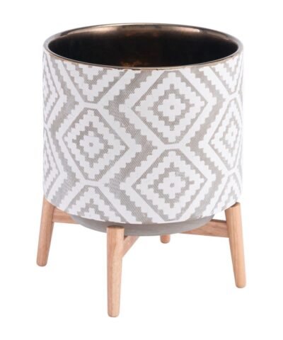 Zuo Llano Large  Planter Gray & White