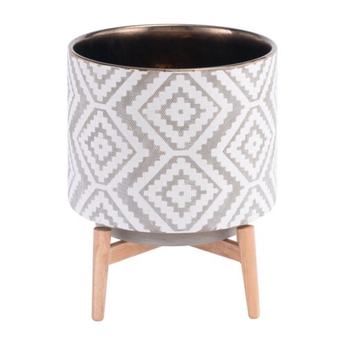 Zuo Llano Large  Planter Gray & White