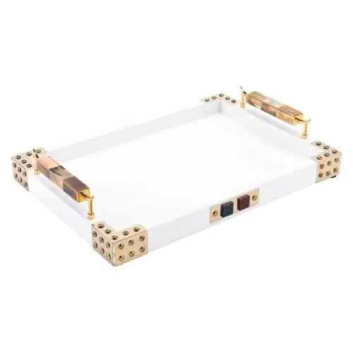 Zuo Rectangular Tray With Horn & Agate Handl