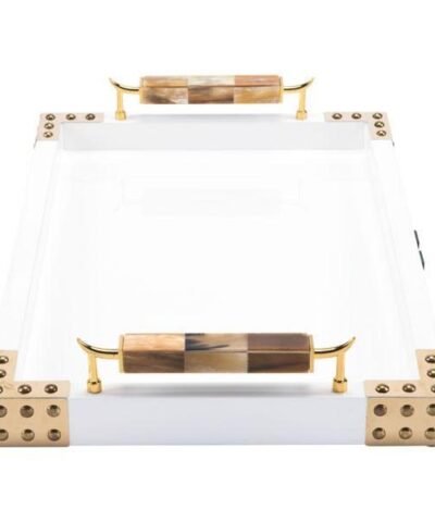 Zuo Rectangular Tray With Horn & Agate Handl