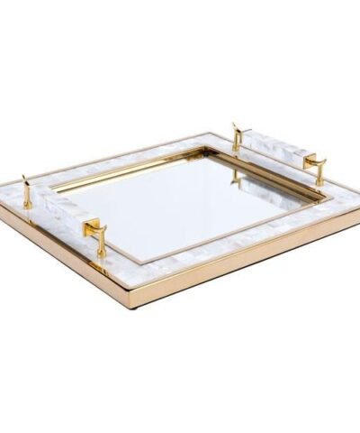 Zuo Tray With Horn Handle White
