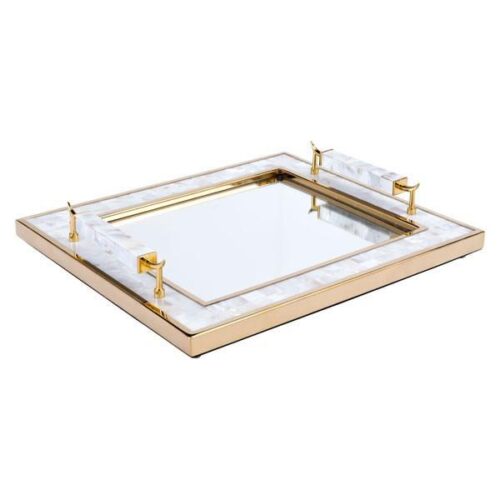 Zuo Tray With Horn Handle White