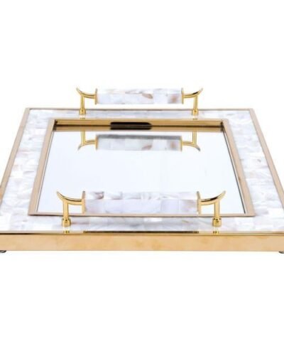 Zuo Tray With Horn Handle White