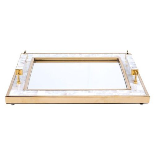 Zuo Tray With Horn Handle White