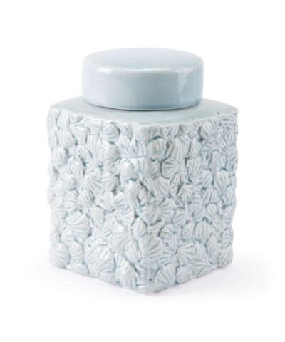 Shells Small Covered Jar Blue