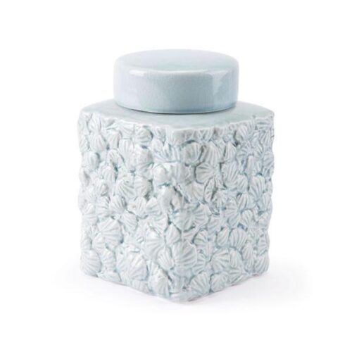 Shells Small Covered Jar Blue