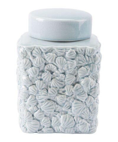 Shells Small Covered Jar Blue