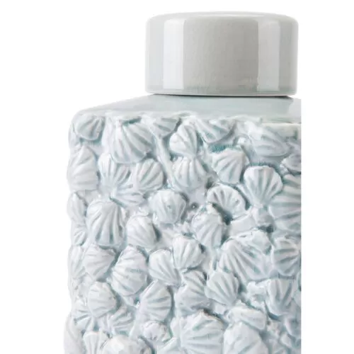 Shells Small Covered Jar Blue