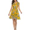 Women's V Neck Holiday Dress Ladies Summer Floral Print Beach Party Mini Dress