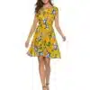 Women's V Neck Holiday Dress Ladies Summer Floral Print Beach Party Mini Dress