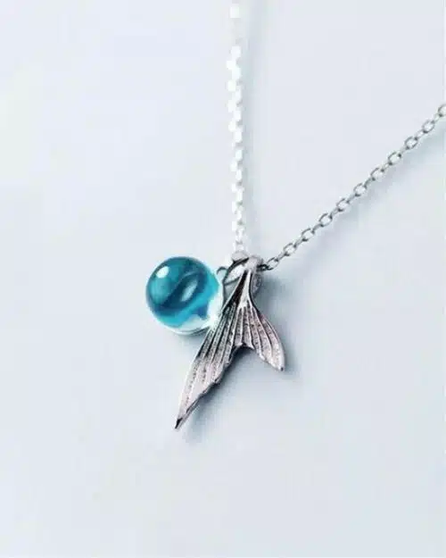 Stroll Girl 925 Sterling Silver Crystal Temperament Wild Cute Fishtail Necklace