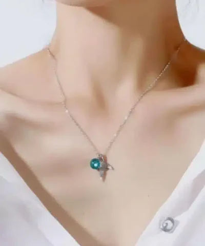 Stroll Girl 925 Sterling Silver Crystal Temperament Wild Cute Fishtail Necklace