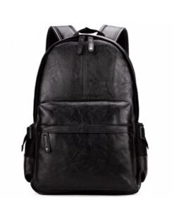 Men's Preppy Style Leather School Backpack