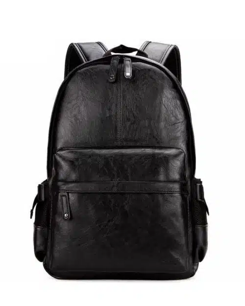 Men's Preppy Style Leather School Backpack