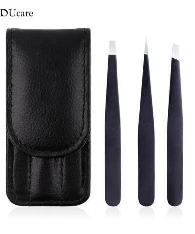 Eyebrow Tweezers Stainless Steel Point Hair Removal Makeup Tool Kit with Bag