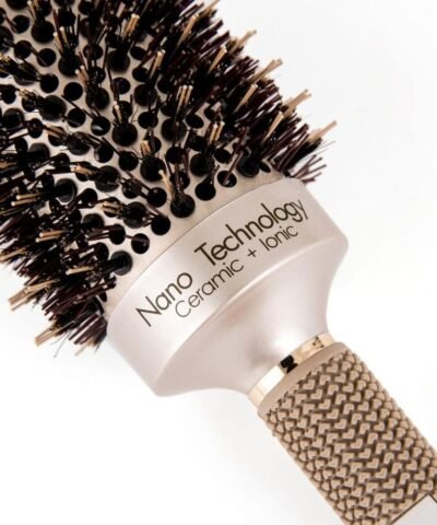 Icoco Nylon & Bristle Aluminium Hair Comb Round Ceramic Brush