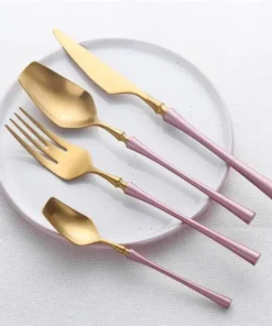 Alternative view of Modern Two Color Stainless Steel 4-Piece Serving Set