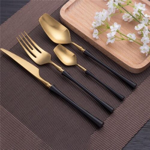 Modern Two Color Stainless Steel 4-Piece Serving Set