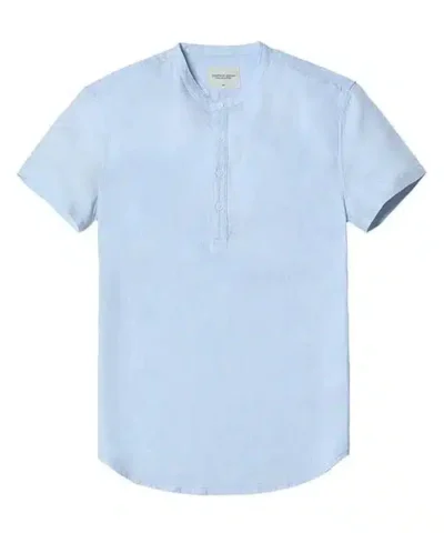 Men's 100% Linen Slim Fit Collarless Tops