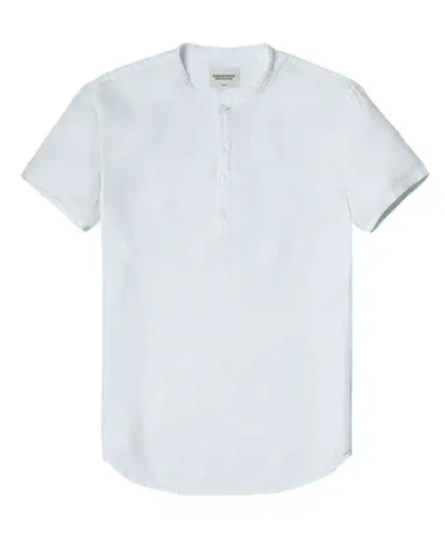 Men's 100% Linen Slim Fit Collarless Tops